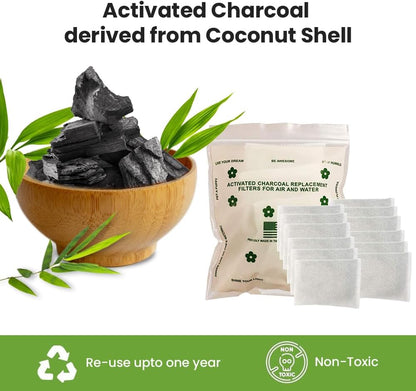 Green Piece® 24 Pack Overstuffed All-Natural Diaper Pail Deodorizer | Activated Charcoal Air Purifier Compatible with Diaper Pails, Shoe Closets, Trash Cans, Pets - Made in The USA by Green Piece