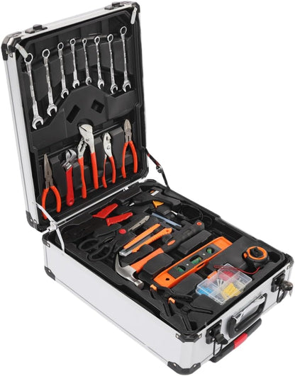 187pcs Trolley Case Tool Set, Carbon Steel Home Repair Kit Household Hand Tool Kit Toolbox Storage Case, Complete Rolling Tool Box for Maintenance Garden Homeowner DIYer Handyman