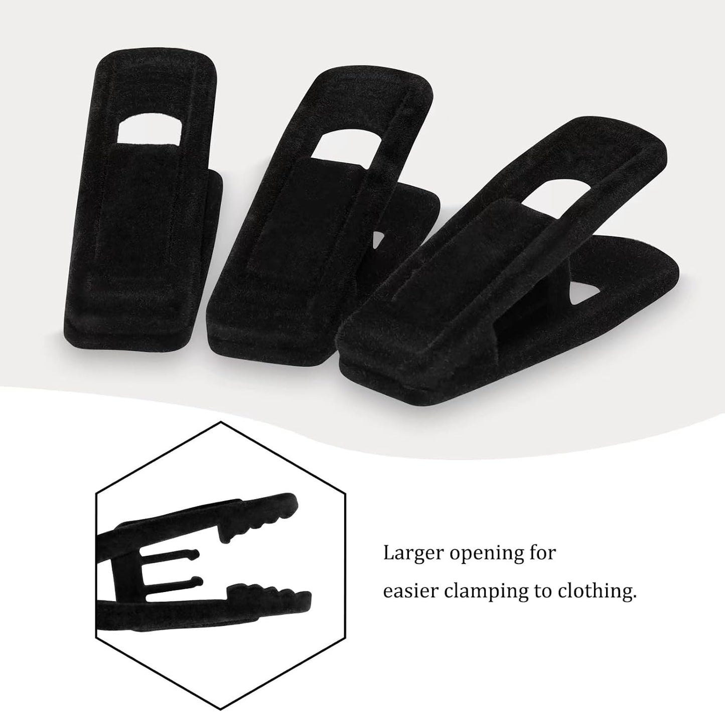 Tinfol Velvet Hanger Clips, 24 Pack Black Pants Hangers Clips, Large Opening Clothes Pin, Strong Finger Flocked Clip Perfect for Use with Slim-line Clothes Velvet Hanger
