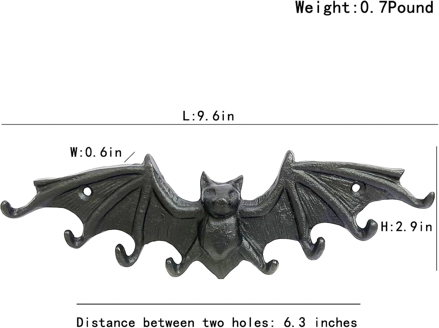 Coat Hooks Wall Mounted, Rustic Bat Key Hook Holder, Heavy Duty Decorative Black Wall Hooks for Mudroom, Towels, Hat Rack, Purse Hooks, Cast Iron Decorative ‎Antique Black Hooks
