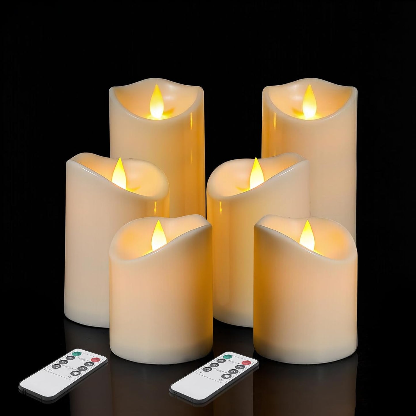 Flameless Candles 4" 5" 6" Set of 3 Outdoor Indoor Ivory Pillars Battery Operated Flickering Candles Include 8-Key Remote Timer Function, Fake Plastic Candles for Wedding, Aniversary, Christmas Decor