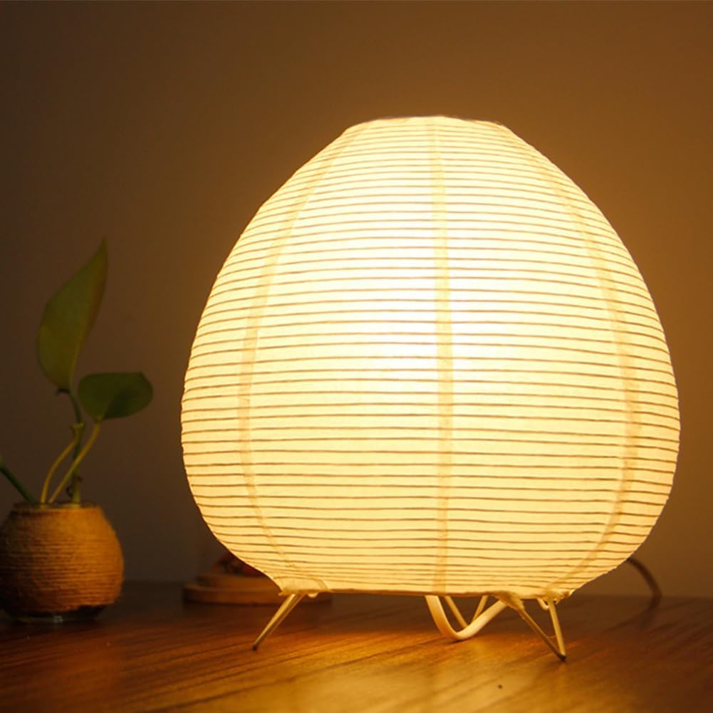 YY YEARCHY Rice Paper Table Lamp 15.3-inch Tall | Push-Button Switch E12 Base Warm Glow Desk Lamp for Bedroom Living Room Office