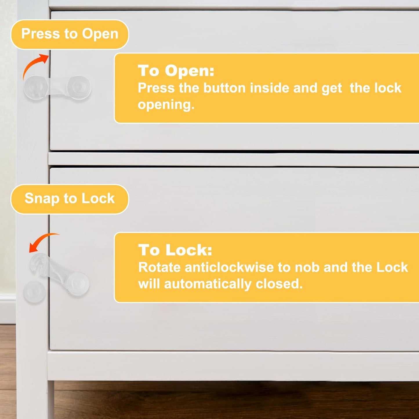 8 Packs Cabinet Door Locks for Baby Proof and Child Safety Cabinet Locks with Adhesive for Drawer Cupboards Fridge Closet Pantry Childproof Safety Locks for Protecting Kids