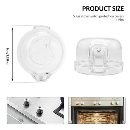 5 Pcs Silicone Gas Stove Child Safety Knob Locks Stove Knob Cover, Guard Baby Proofing, Universal Size with Adhesive, PC Material, Heat-Resistant, Clear View Stove Knob Guard for Kids and Pets