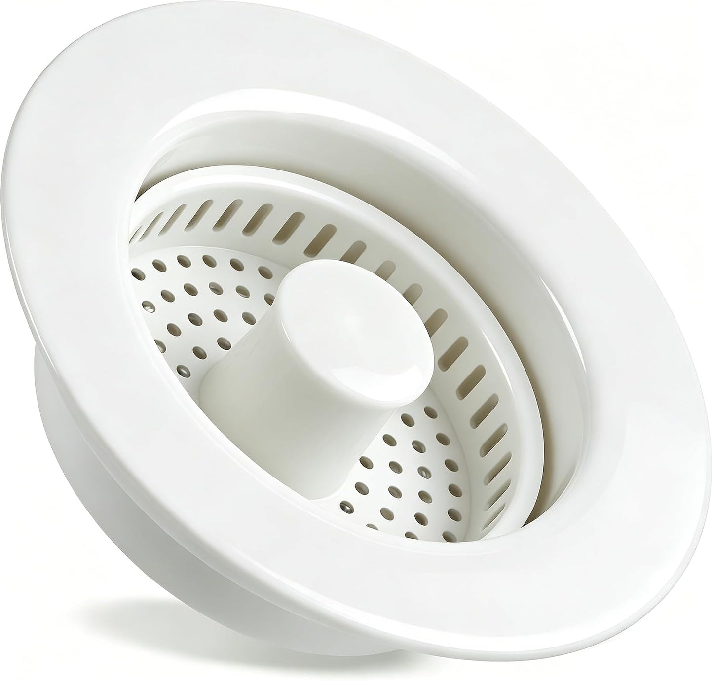Sink Drain Strainer 3 in 1, 304 Stainless Steel Pop Up Kitchen Sink Stopper with Anti-Clogging Basket, Kitchen Essential Drain Anti-Clog Gadgets, Fits US Standard 3-1/2'' Sink Drain (SUS 304 Brushed)