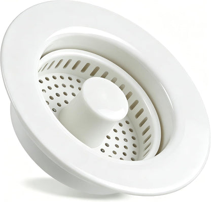 Sink Drain Strainer 3 in 1, 304 Stainless Steel Pop Up Kitchen Sink Stopper with Anti-Clogging Basket, Kitchen Essential Drain Anti-Clog Gadgets, Fits US Standard 3-1/2'' Sink Drain (SUS 304 Brushed)