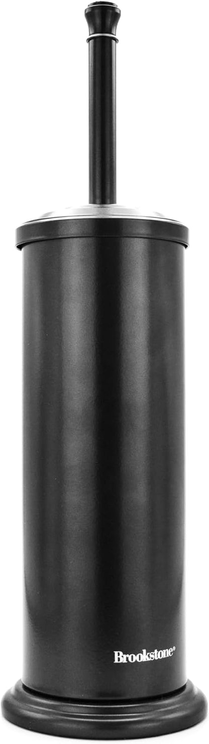 BROOKSTONE Toilet Brush and Holder Set for Bathroom with Splash Guard for Deep Cleaning, Compact and Space Saving Stylish Toilet Bowl Cleaners, Chrome