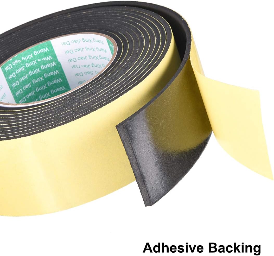 uxcell Sealing Foam Tape 5mm Wide 3mm Thick 4m/13ft Long, Self Adhesive Weather Strip for Window Door Insulation, Pack of 2