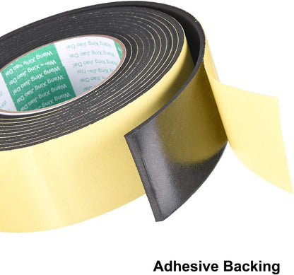 uxcell Sealing Foam Tape 5mm Wide 3mm Thick 4m/13ft Long, Self Adhesive Weather Strip for Window Door Insulation, Pack of 2