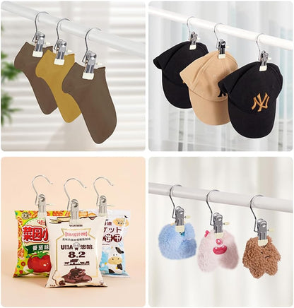 Hangers Clips,Stainless Multi Function Clip Hooks,Laundry Hanging Hooks Clips,Closet Hangers,Boot Clips， Hats Clips,Socks Clips,Pants Clips, Bras Clips(50, Pure White)
