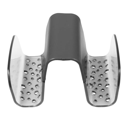 Spectrum Sink Saddle for Kitchen Sink Gray Slate Tint Sponge and Brush Holder Organizer, Dish Brush and Sponges Plastic Saddle Caddy for Double Sink Storage with Drain Holes for Quick Drying