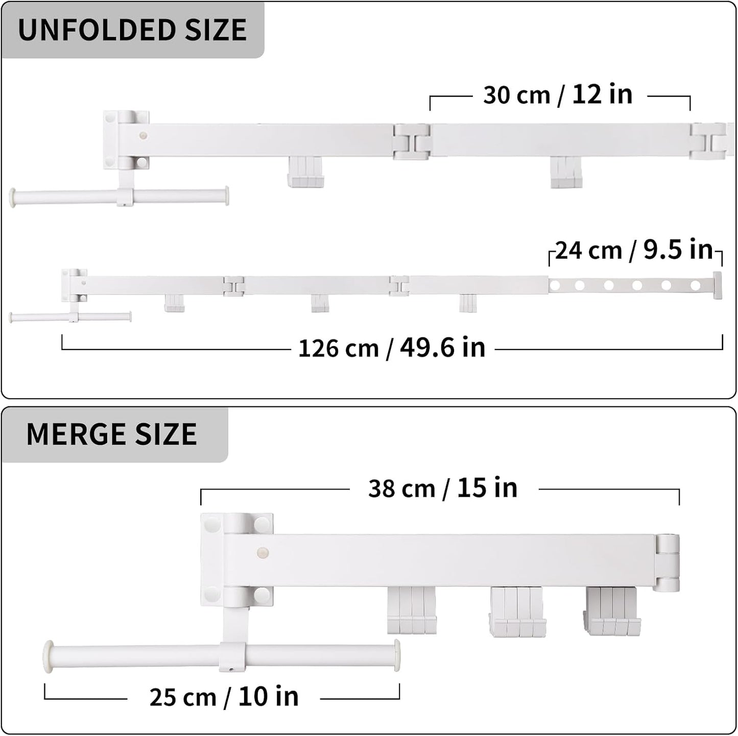 RFOUO Wall Mounted Clothes Drying Rack,Drying Rack Clothing Wall Mount with Foldable Features(Tri-Fold),Space Saver,Wall Mounted Drying Rack for Laundry Balcony Bathroom (White)