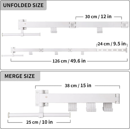 RFOUO Wall Mounted Clothes Drying Rack,Drying Rack Clothing Wall Mount with Foldable Features(Tri-Fold),Space Saver,Wall Mounted Drying Rack for Laundry Balcony Bathroom (White)