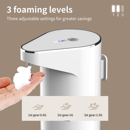 Automatic Foam soap Dispenser, Rechargeable Electric Hand Wash Unit with Motion Sensor, 3 Adjustable Speeds, 350ml Capacity
