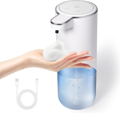 XINKORA Automatic Foaming Soap Dispenser, Touchless Foam Hand Soap Dispenser for Bathroom, 4-Level Adjustable,13.5oz/400ml, Wall Mounted, Rechargeable