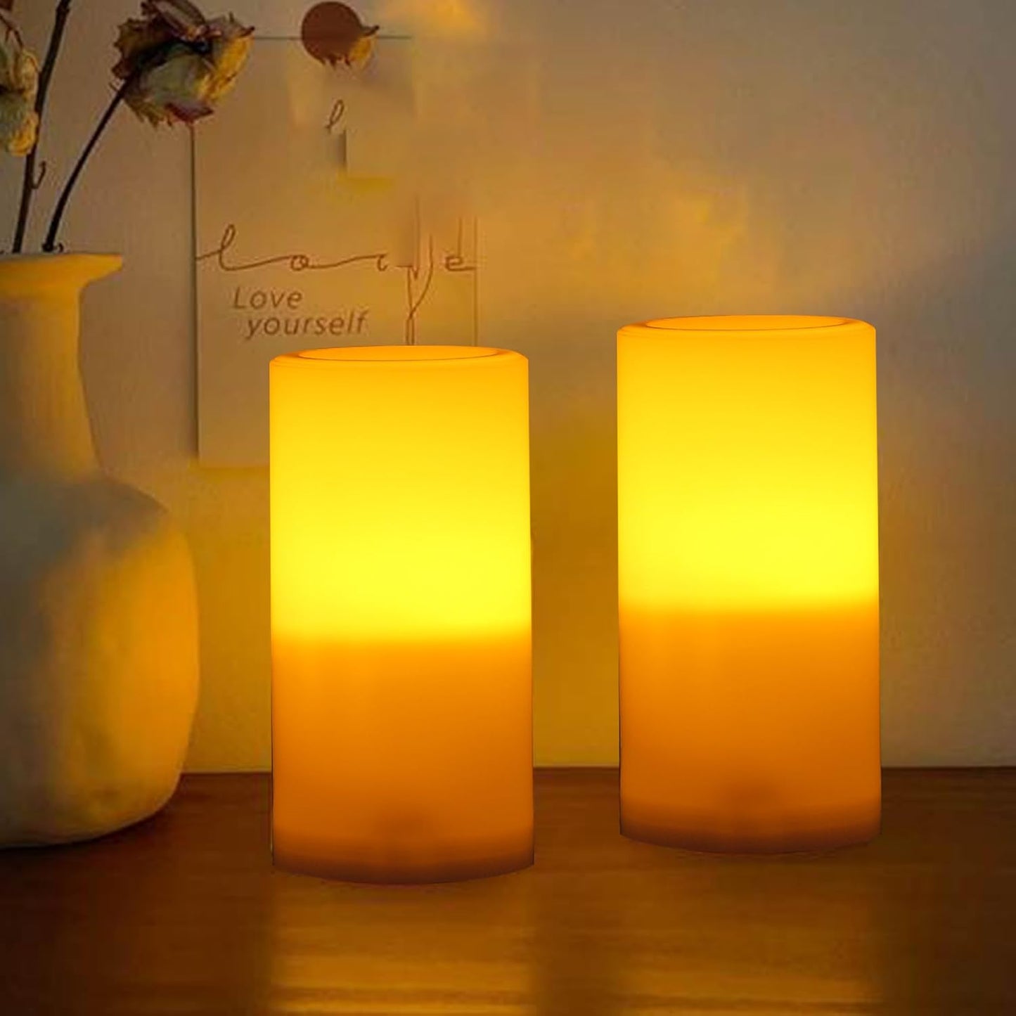 CANDLE CHOICE Waterproof Outdoor Battery Operated Flameless Candles with Remote Timer Plastic Flickering Fake Electric LED Pillars for Lantern Garden Wedding Christmas Decorations 3x4 Inches 3 PCS