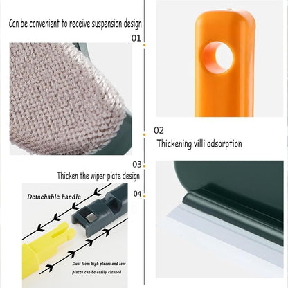 2 in 1 Mesh Cleaner Brush, Double Sided Wet & Dry Dual Purpose Window Screen Cleaning Brush, 2 in 1 Multifunctional Screen Brush, Extendable 2 in 1 Mesh Cleaning Brush (2Pcs-F)