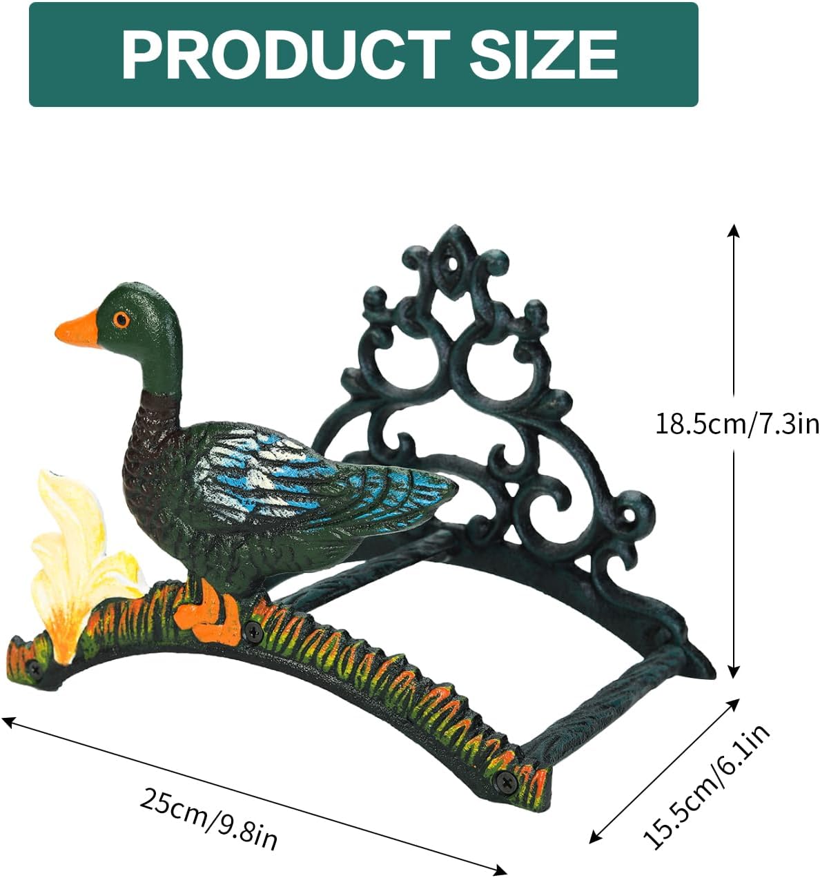 Sungmor Heavy Duty Cast Iron Garden Hose Holder | Water Hose Hanger Wall Mounted | Decorative Indoor Outdoor Hose Rack Reel | 50FT 75FT 100FT Water Hose Bulter Storage | Lovely Frog Metal Hose Stand