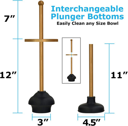 Blue Donuts Toilet Brush and Plunger Set with Holder, Modern Chrome Bathroom Accessories Toilet Plunger and Toilet Bowl Brush Combo