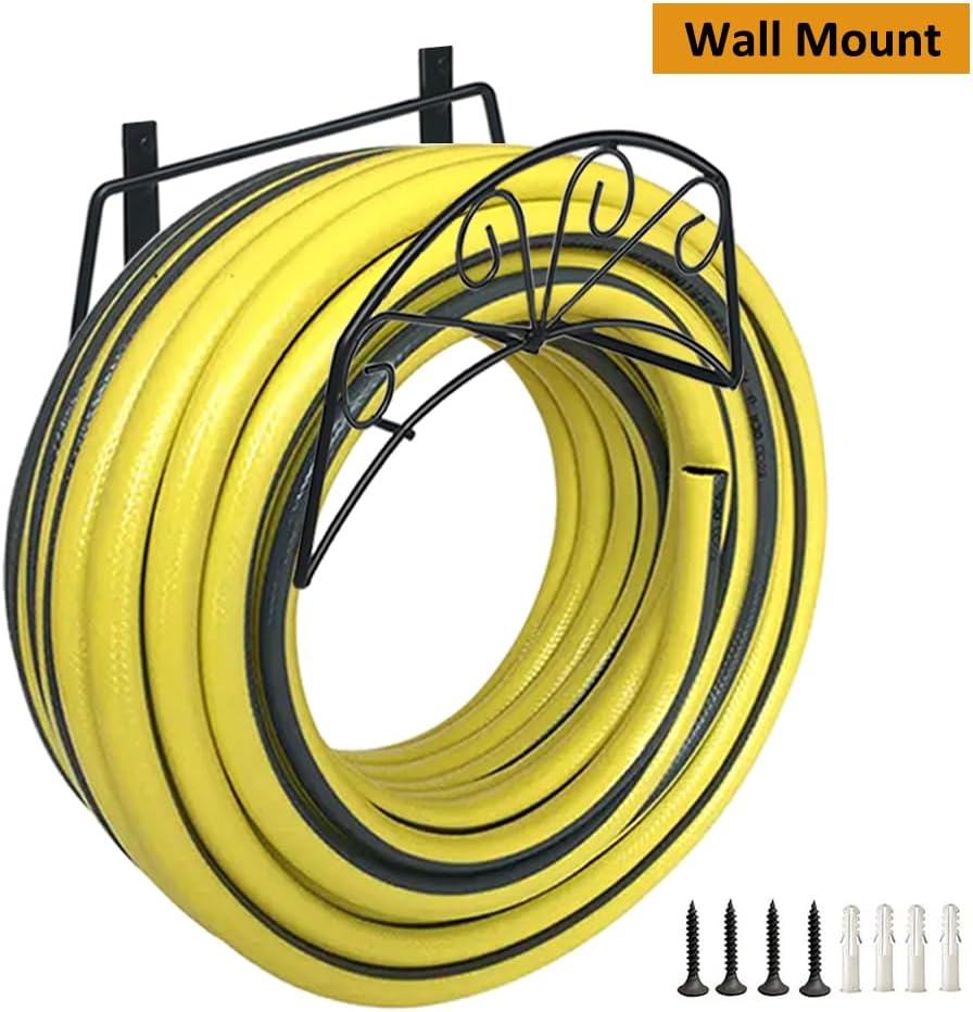 Garden Hose Holder, Sturdy Hose Storage Organizer Reel Rack for Outside Garden Lawn Yard Farm -Wall Mount Or Hanger (White)