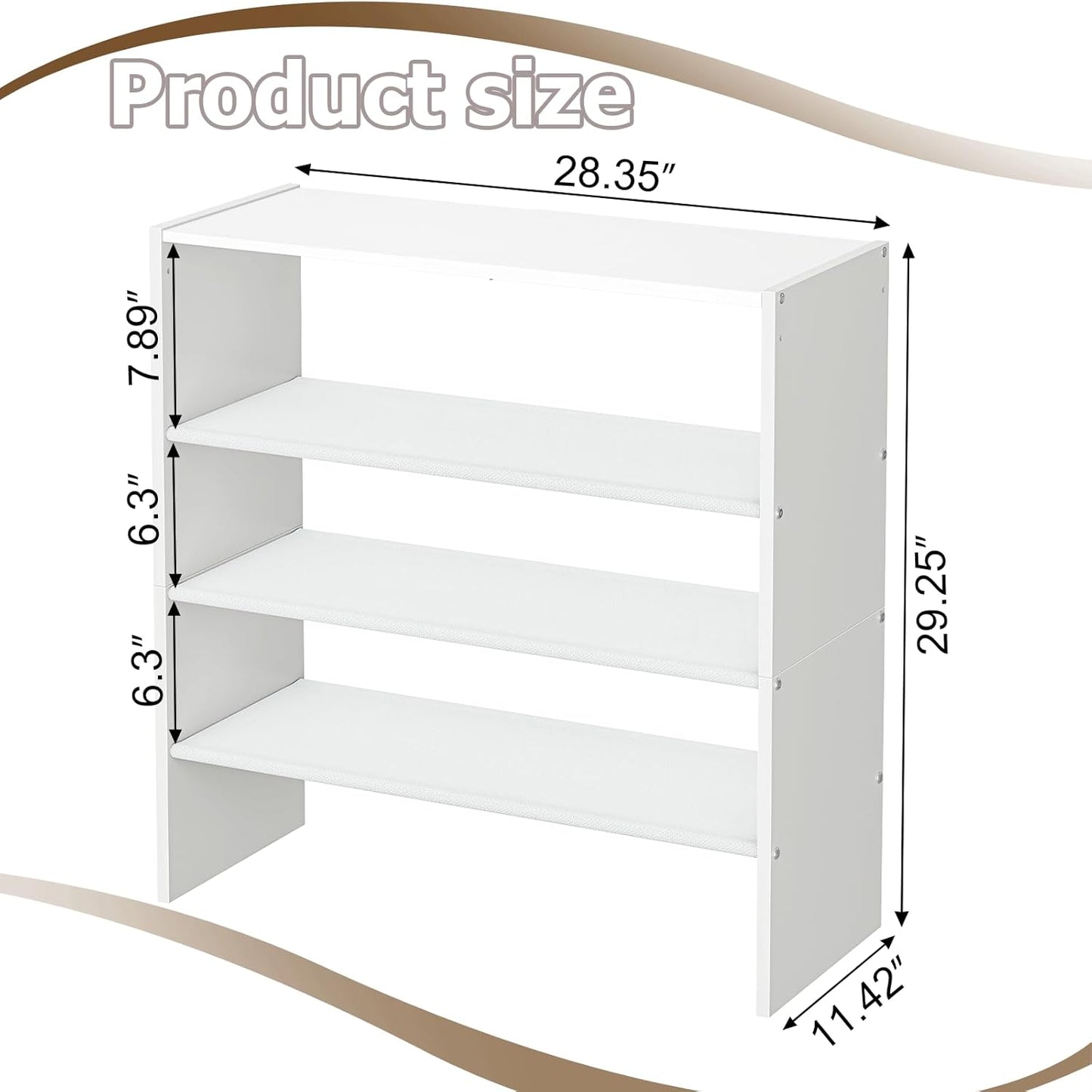 X-cosrack 2 Pack 2-Tier Shoe Rack Organizer for Closet, Expandable and Adjustable White Shoe Rack, Stackable Iron Wood Combination Shoe Storage Shelves for Closets, Entryway, Small Space, Garage