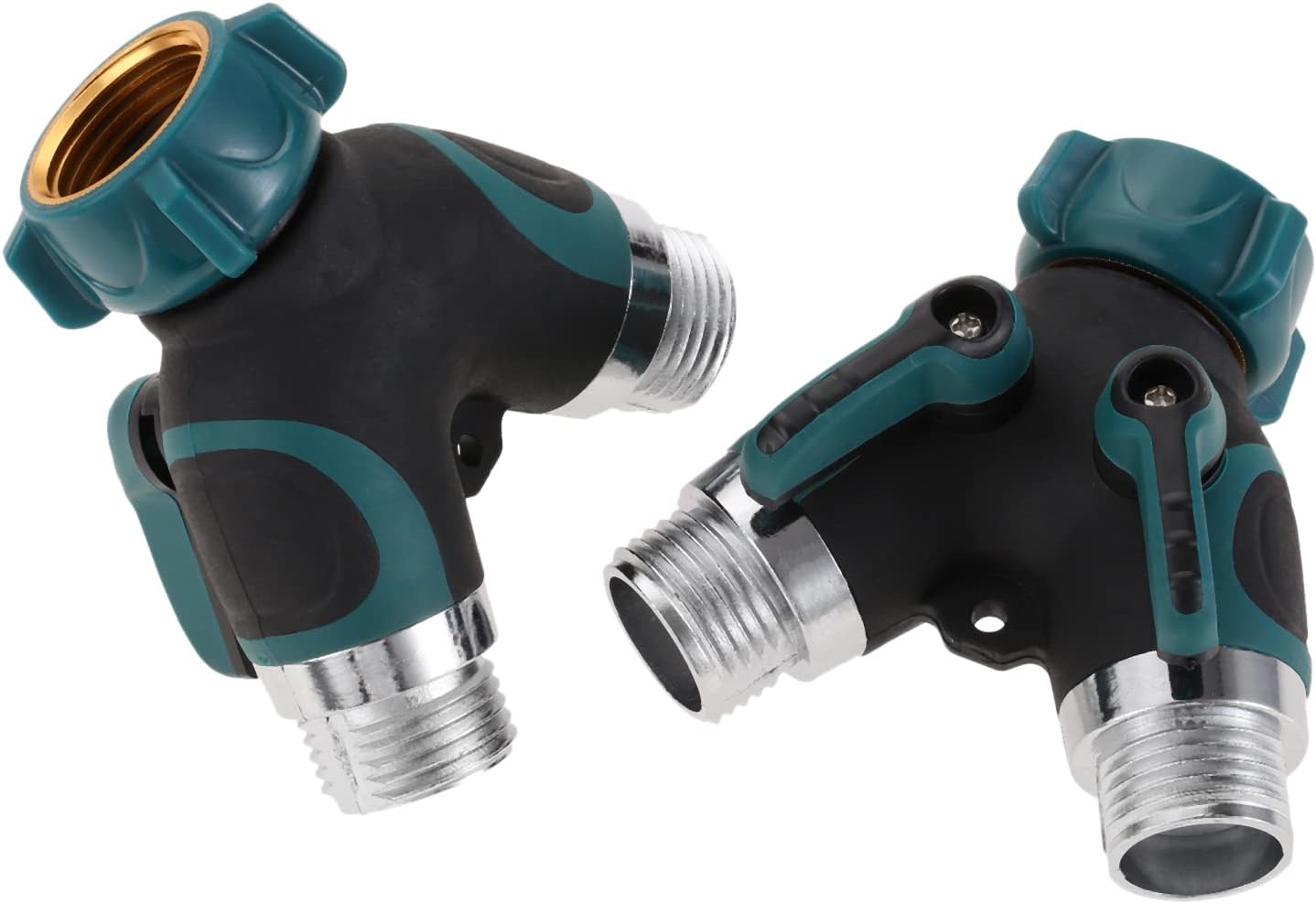 2 Way Garden Hose Splitter, 3/4" Y Garden Hose Connector with Comfortable Rubberized Grip , 2 Faucet Extension Hose spring Protectors and 4 Hose Rubber Washer