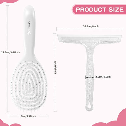 5" Silicone Shower Squeegee for Glass Doors & Car Windows - Small & Mini Size Streak-Free Cleaner, Bathroom, Mirror, Tile Scraper - Compact Pink with Hanging Hole, Kitchen Safe Water Blade