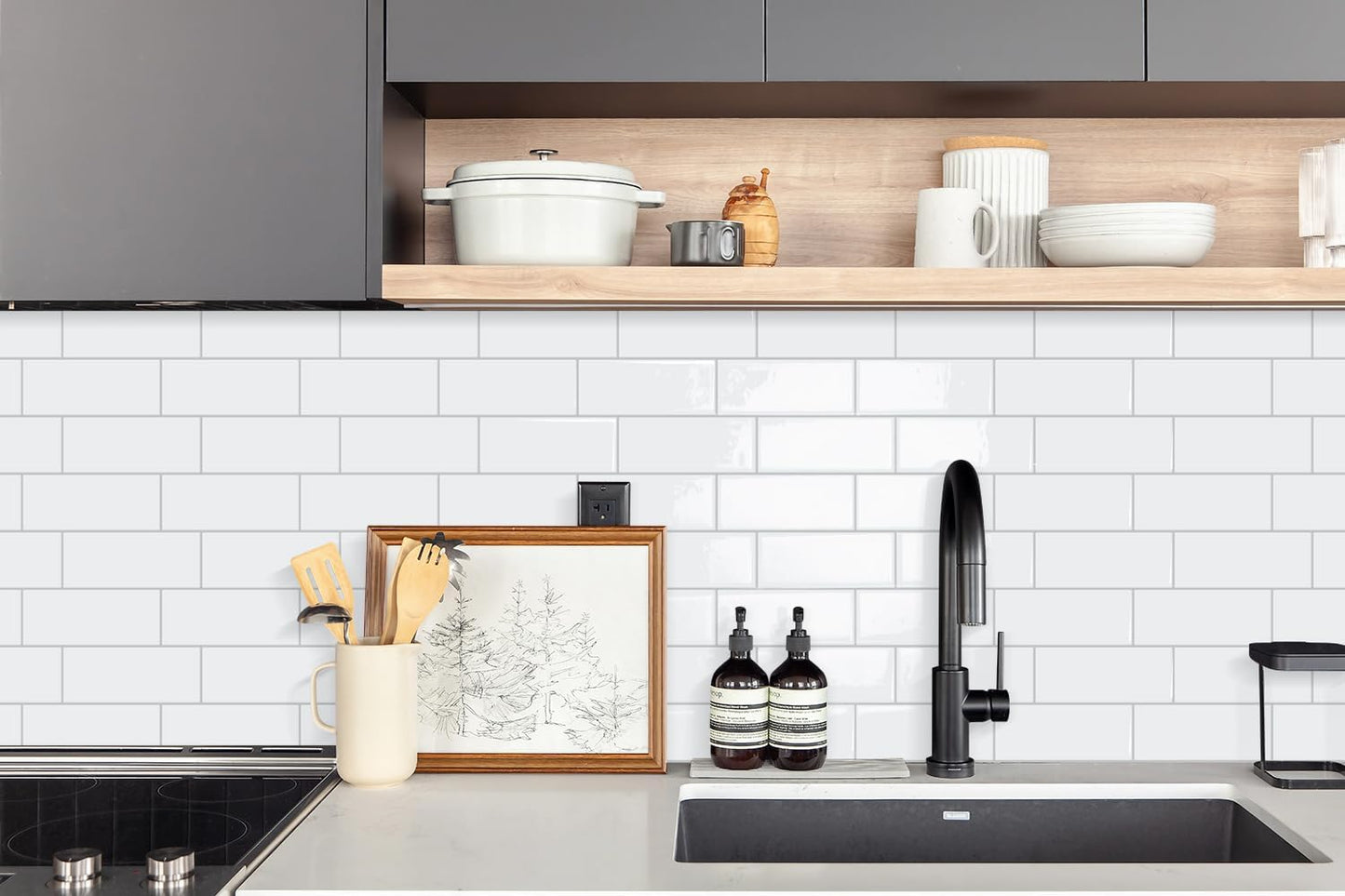 STICKGOO 10 Sheets Subway Tile Peel and Stick Backsplash, Extra Thick 3D Wall Tiles with Commercial-Grade Adhesive for Kitchen, Bathroom, Laundry Room,11.56"x8.38"(White)
