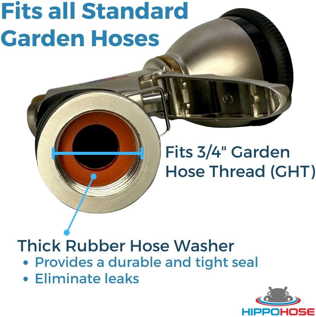 Heavy Duty Metal Garden Hose Sprayer Nozzle (9 Spray Pattern) - 3/4" Standard Fit - NO Leak - Rust Proof - Sprayer Nozzle for Outdoor Garden Hose - 9 Adjustable Pattern Sprinkler Head