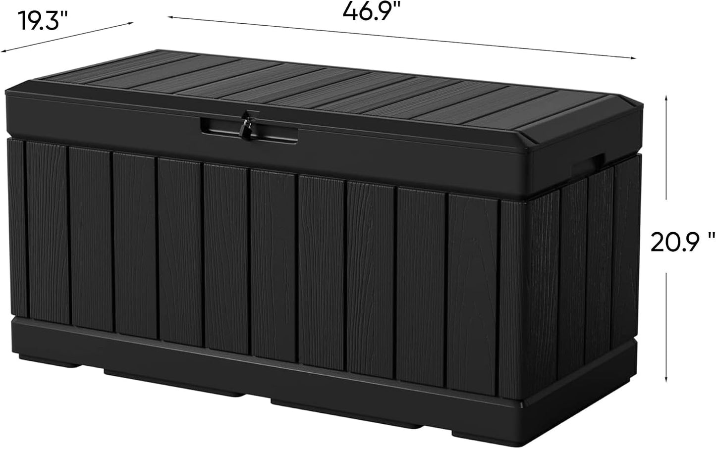Greesum 110 Gallon Outdoor Storage Box with Lockable Lid, All-Weather for Patio Furniture, Pool Supplies & Garden Tools, Waterproof, UV-Resistant Large Deck Box, Dark Black