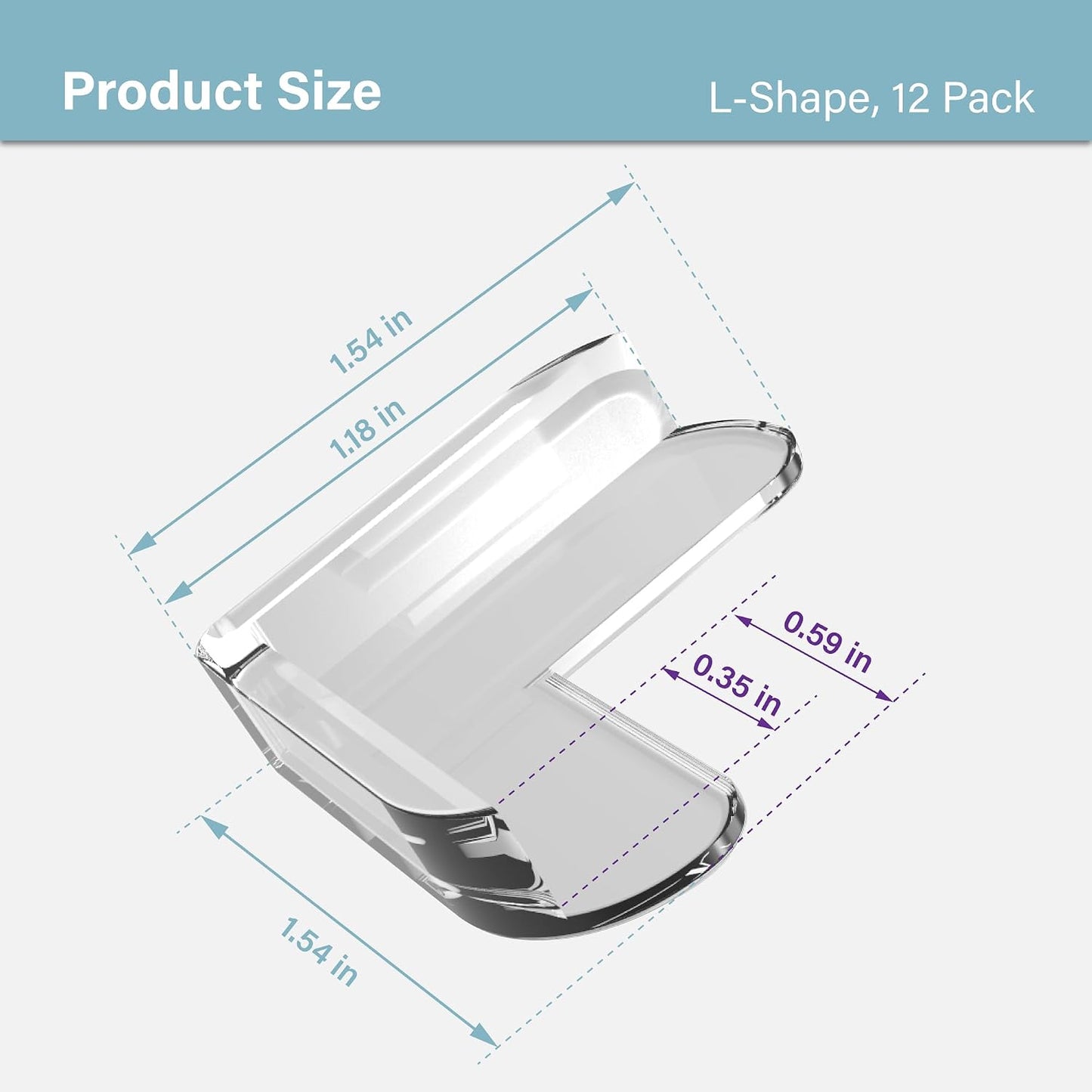 CPSIA Safety Certified Corner Guards Corner Protectors for Baby, 12 Pack, Clear Furniture & Edge Corner Covers, Adhesive Pre-Taped, BPA-Free, L Shape