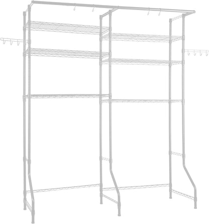 VEVOR Over Washer and Dryer Storage Shelves, 6 Tiers Laundry Room Drying Rack with Hanger Rod and Hooks, Two Rows Adjustable Washer Shelves Space Saver, for Laundry Room Storage & Organization, Black