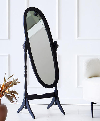 GTU Furniture Swivel Adjustable Full-Length Oval Wood Cheval Stand Floor Mirror(Pink)