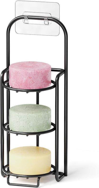 SpaceAid 4 Tier Shampoo Bar Holder for Shower, Self Draining Soap Bar Holders Caddy for Bathroom Wall and Kitchen Sink, Shampoo Bar Dish Rack, Stainless Steel Bar Soap Holder (Black)