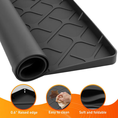 Washing Machine Drain Pan Silicone Mat, 32 x 30 Inch Washer Drip Tray, Non-Slip Waterproof Washer Tray for Floor Protection, Anti-Vibration Mat for Washer or Dryer