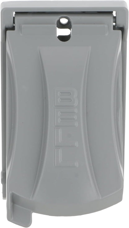 Hubbell Bell MX1050S Single-Gang Weatherproof Heavy Duty Universal Flip Cover, 2.87"W x 4.84"H, Gray Finish