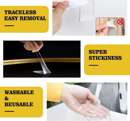 Heavy Duty Double Sided Tape/Nano Tape-Clear/No Residue Removable Mounting Tape for Walls, Bathroom, Mats, Picture Hanging/Adhesive Strips (20mm Width x 16.5 feet)