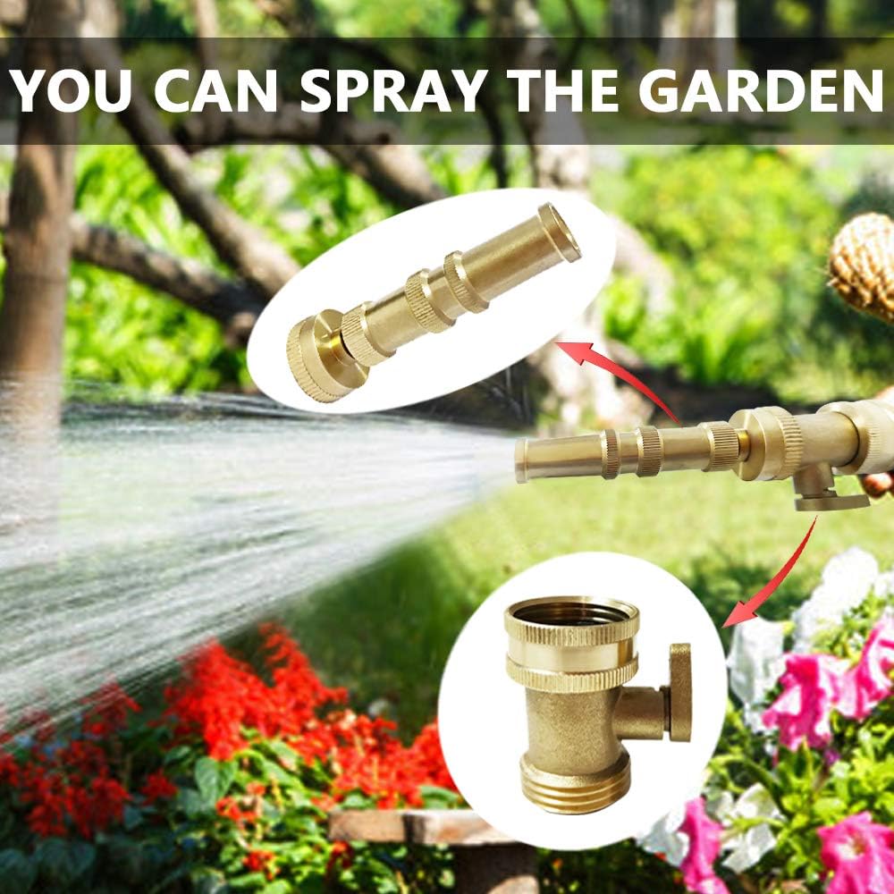 HQMPC Heavy Duty Brass Shut Off Valve Big Flow,Garden Hose Shut Off Valve For Garden Lawn Irrigatiion Garden Hose Connector Big Handle Easy Turn On Off (2PCS) +4 Extra Pressure Washers