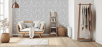 HAOKHOME Peel and Stick Wallpaper Boho Modern Dots Wall Paper Removable for Bathroom Caramel/White Contact Paper 17.3in x 9.8ft