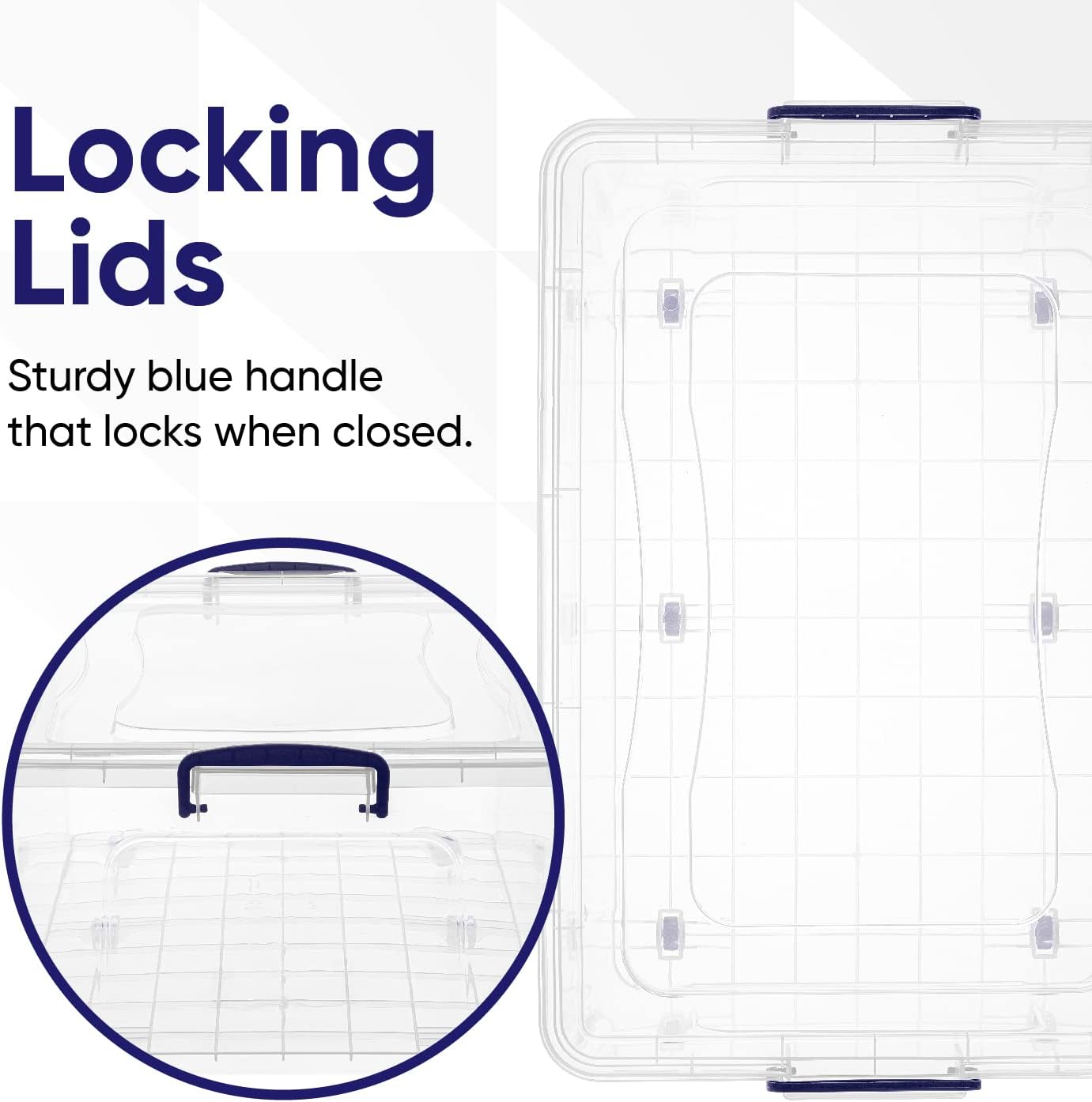 Superio Under Bed Storage Containers with Wheels (2 Pack), Flat Clear Storage Bin Stackable Large Storage Latch Box with Lids Store Cloths, Bedding, Linen, For Under The Bed, Garage, Home