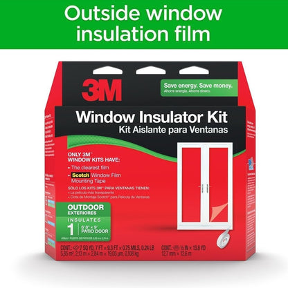 3M Outdoor Patio Door Clear Insulation Kit, Heat or Cold Window Insulation Kit for Large Windows and Sliding Doors, 1-Door Kit, 7 ft. X 9.3 ft.