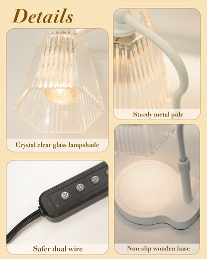 Candle Warmer Lamp with Timer & Dimmable Settings, Adjustable Height Flameless Scented Wax Melter for Jar Candles, Elegant Home Decor Warmer Lamp with 2 Bulbs, Gift for Women Mom Friend Family, Black