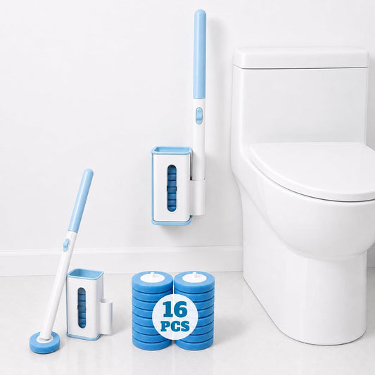 RV Toilet Brush, RV Accessories, Wall Mount Toilet Brush, 64 Toilet Refills | Hands Free Toilet Brush, One-Button Release, RV Toilet Brush and Holder Set, Compact Design, Camper Bathroom Accessories