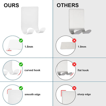 Diesisa Razor Holder for Shower + Adhesive Wall Hooks, Premium 304 Stainless Steel Shower Razor Holder with Heavy Duty Waterproof Sticky Hooks for Hanging Towels, Coat, hat (2+2 Pack)