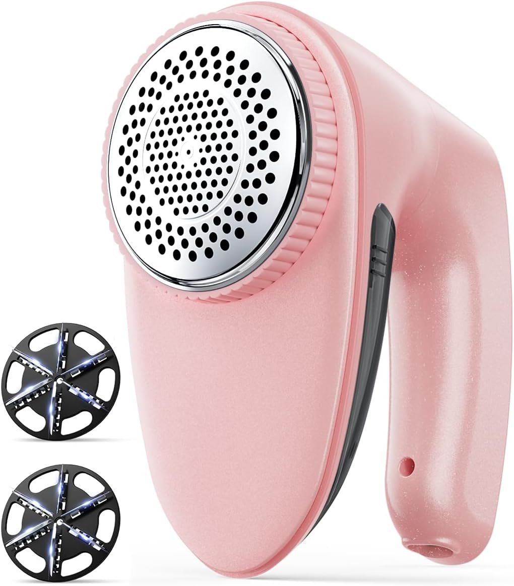 Bymore Fabric Shaver & Lint Shaver for Clothes and Furniture, Heavy Duty Sweater Shaver Lint Remover with Large 65mm Shaving Head, 6-Leaf Blades, Extra Replacement Blades for Couch, Sofa & Upholstery