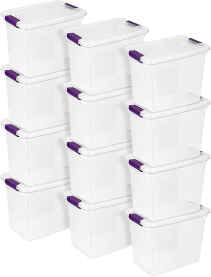 Sterilite 8-Pack 60 Quart ClearView Latch Box, Wheeled Underbed Organizer Bins with Latching Lids - Clear Plastic Organization Containers for Closet, Bedroom, Shelving Units and Everyday Home Storage