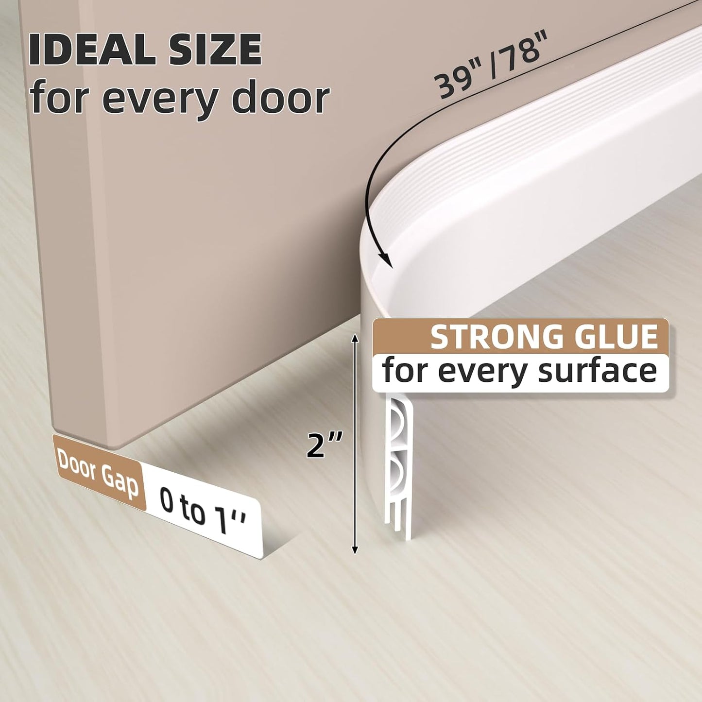 KNEELISA 39" Black Under Door Draft Stopper Exterior,Bottom Door Sweep Sound Proofing,Soundproofing Noise Blocker,Gap Filler Soundproof Seal Strip