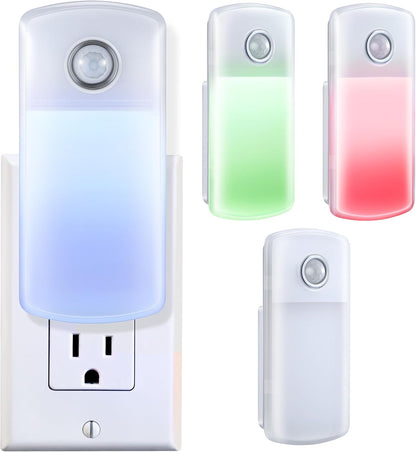 Enhon Emergency Power Failure Night Lights, 5-in-1 Multi Color LED Light, Rechargeable Flashlight with Foldable Plug, Automatic On Off Motion Sensor for Bedrooms, Hallways, Black Outs(3 Pack)