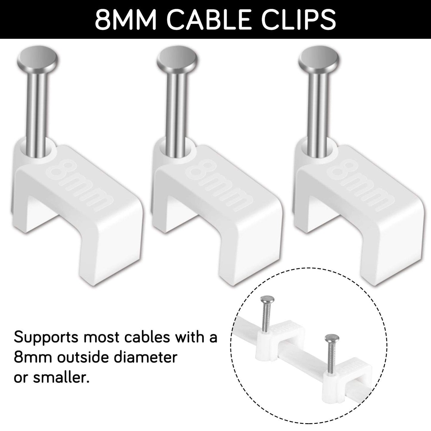 CableGeeker 50Pcs Adhesive Cable Clips, Cord Management Clips Wire Holders for Cords Cable Holder Clip Cable Management Clips for Under Desk/Car/Wall/TV/PC/Ethernet Cable (Black)
