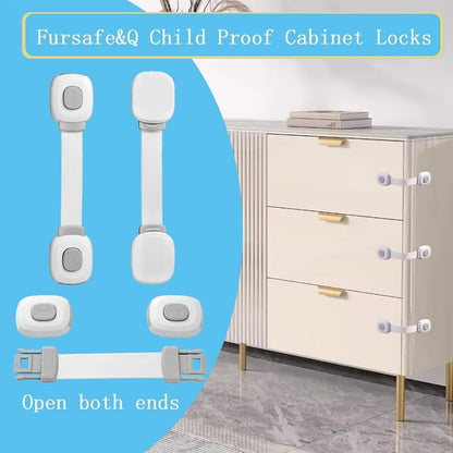 2 Pack Cabinet Locks Safety Cabinet Proofing Safety Strap Locks Adhesive Drawer Fridge Ovens Door Toilet Latches No Drill Multi-Purpose for Furniture Kitchen Grey